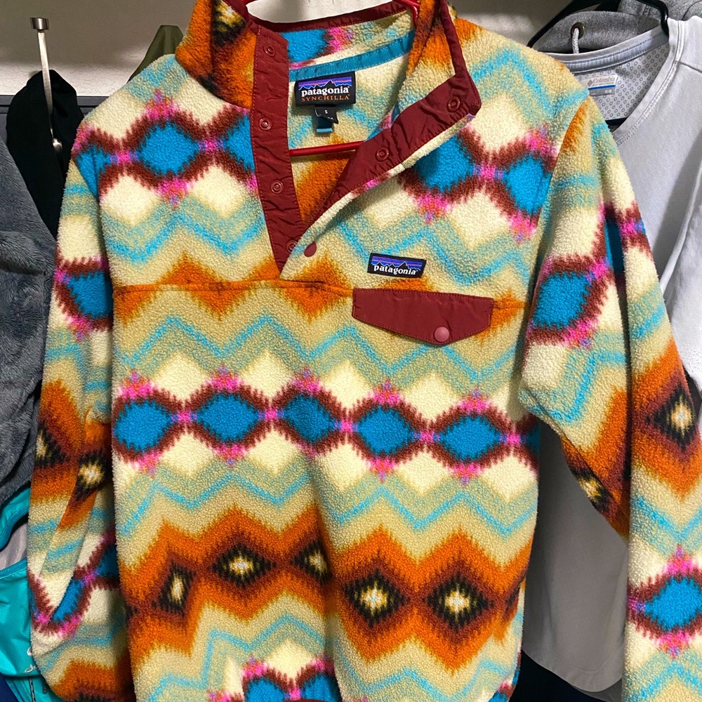 Patagonia 1/4 zip aztec snap fleece pullover